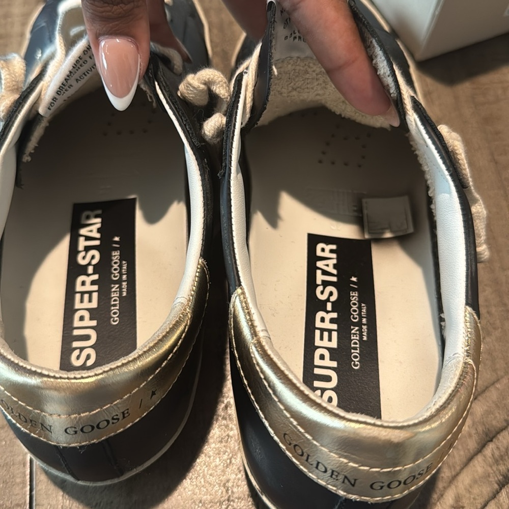 Golden Goose Black and Gold Super Star Classic Sneakers - Picture 4 of 7